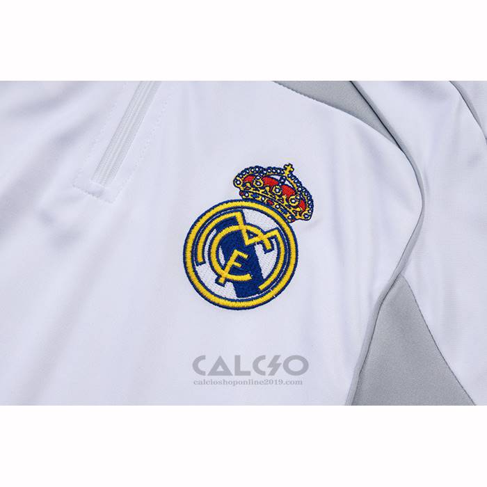 Tuta da Track di Felpa Real Madrid Bambino 2025-2026 Bianco Grigio